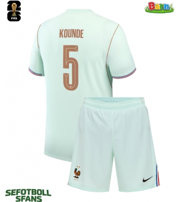 Frankrike Jules Kounde #5 Bortaställ Barn VM 2026 Kortärmad (+ Korta byxor)